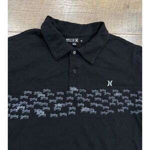 Vintage Y2k Hurley Grunge Polo Shirt Black Medium Surf